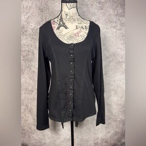 Silver Jeans Co. Black Buttoned Fitted Long Sleeve Blouse size large